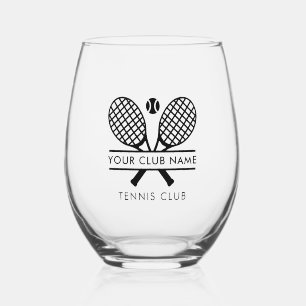 Your Tennis Club Members Rackets Motif Keepsake Stemless Wine Glass