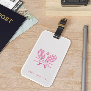 Your Tennis Club Name Pink Motif Custom Luggage Tag