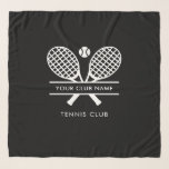 Your Tennis Club Name Team Coach Black Custom Scarf<br><div class="desc">Elevate your tennis spirit with our personalised club members swag, featuring tennis rackets and ball motif that can be customised to match your team's vibrant colours. This stylish and practical accessory is perfect for showcasing your swag or adding a touch of courtside flair to your home or court. Make a...</div>