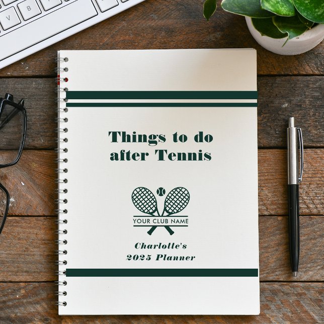 Your Tennis Club Name Team Players Swag Green 2025 Planner (Lawn Tennis Club Planner White Hard Cover)