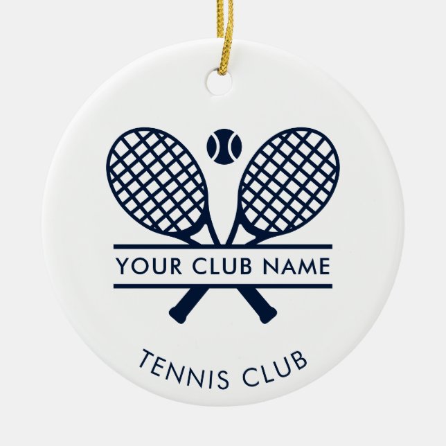 Your Tennis Country Club Name Christmas Ceramic Tree Decoration (Front)