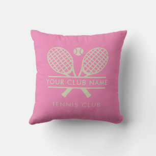 Your Tennis Country Club Name Rackets Motif Custom Cushion
