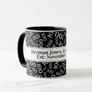 Your Text: 100th Birthday Number Pattern Gold Mug