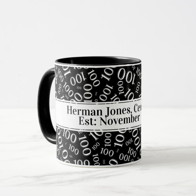 Your Text: 100th Birthday Number Pattern Gold Mug (Front Left)