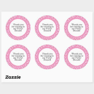 Your Text 40th Random Number Pattern Pink/White Classic Round Sticker