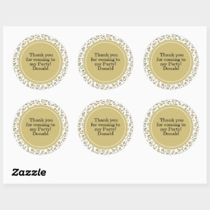 Your Text 45th Random Number Pattern Gold/White Classic Round Sticker