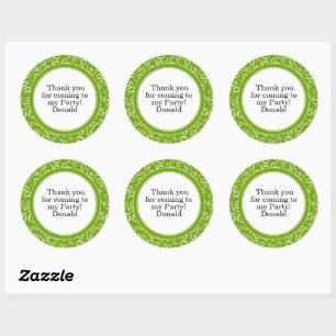 Your Text 50th Random Number Pattern Green/White Classic Round Sticker