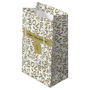 Your text: 70th Birthday Gold Number 70 Pattern Small Gift Bag