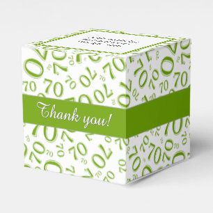 Your Text 70th Birthday Number Pattern Green/White Favour Box