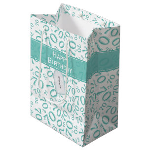 Your text: 70th Birthday Teal Number 70 Pattern Medium Gift Bag