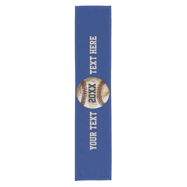 YOUR TEXT and COLORS, Baseball Table Runner Banner (Front)