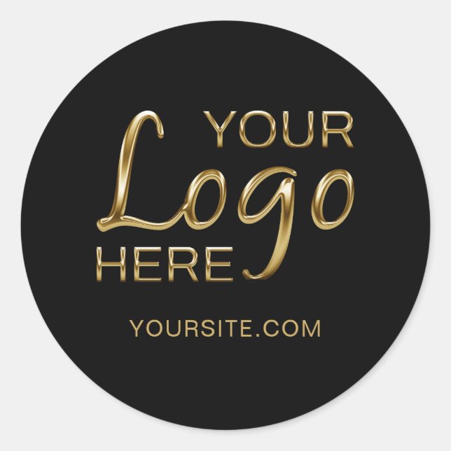 Your Text and Logo Image Black Classic Round Sticker (Front)