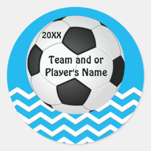 Your Text and Team Colours Chevron Soccer Stickers