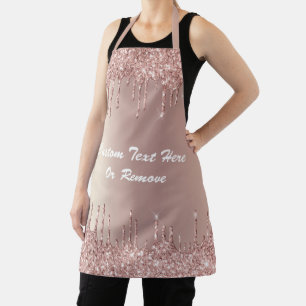 Your Text Apron - Rose Gold Blush Glitter Drips