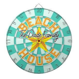 Your Text Beach House Aquamarine Colour Yellow Sta Dartboard