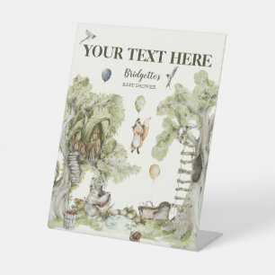 Your Text Bearly Wait Baby Shower  Pedestal Sign