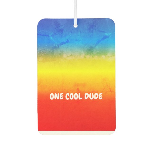 (Your Text) Blue / Yel / Orange Tropical Gradient Car Air Freshener (Front)