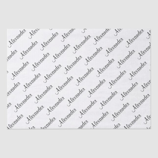 Your Text: Boy's Girl's Name Black/White Birthday  Tissue Paper (Front)