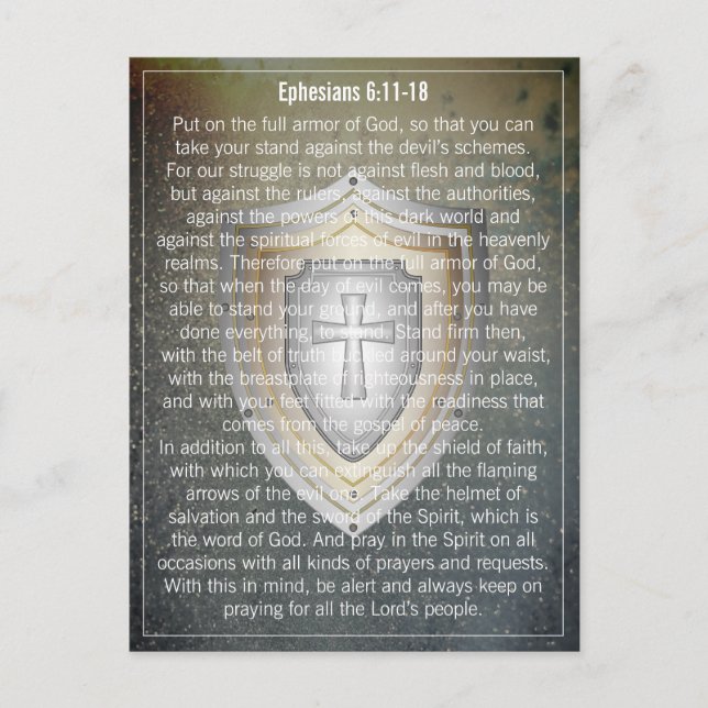 Your Text/Colour Armour of God Shield Ephesians 6: Postcard (Front)