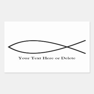 Your Text/Colour Black Ichthys Christian Fish Jesu Rectangular Sticker