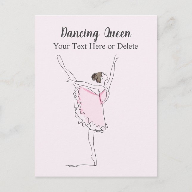 Your Text & Colour Blush Pink Ballet Dancer in Tut Postcard (Front)