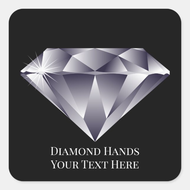 Your Text/Colour Brilliant Shine Diamond Hands Gem Square Sticker (Front)