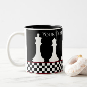 Your Text/Colour Chessboard Piece Chess King Black Two-Tone Coffee Mug