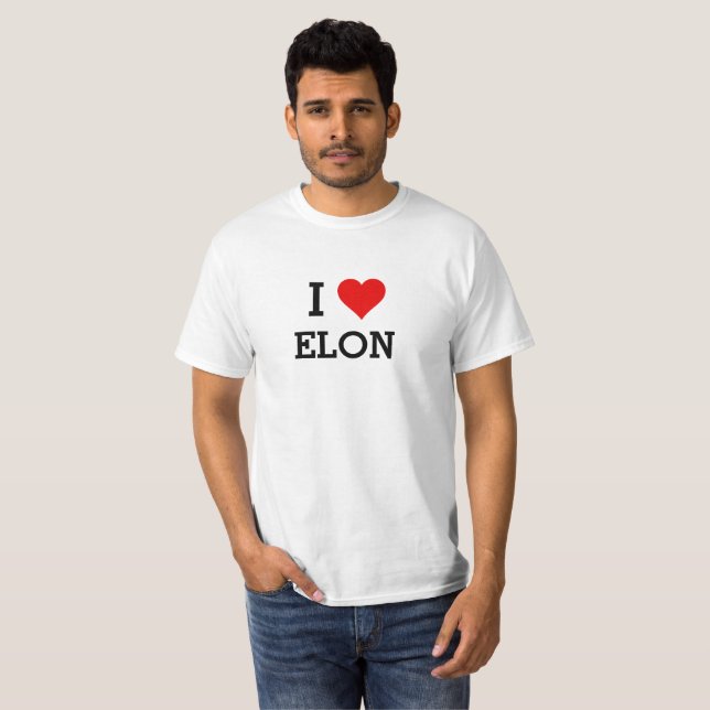 Your Text/Colour Classic I Love Elon Red Heart T-Shirt (Front Full)