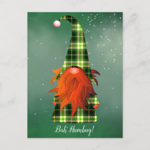 Your Text/Colour Cute Green Gnome Holiday Snowflak Postcard