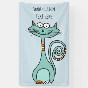 YOUR text & colour Funny Cat custom banner