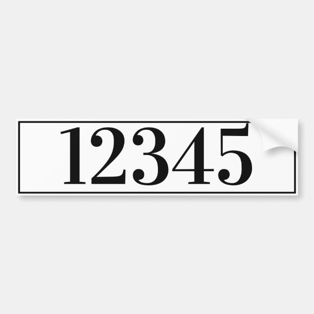 Your Text & Colour House, Office, or Mailbox Numbe Bumper Sticker (Front)