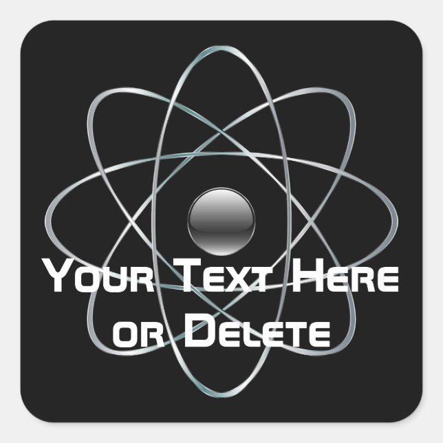 Your Text/Colour Silver Atomic Symbol Science STEM Square Sticker (Front)