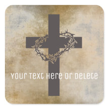 Your Text Cross Jesus Crown of Thorns Distressed