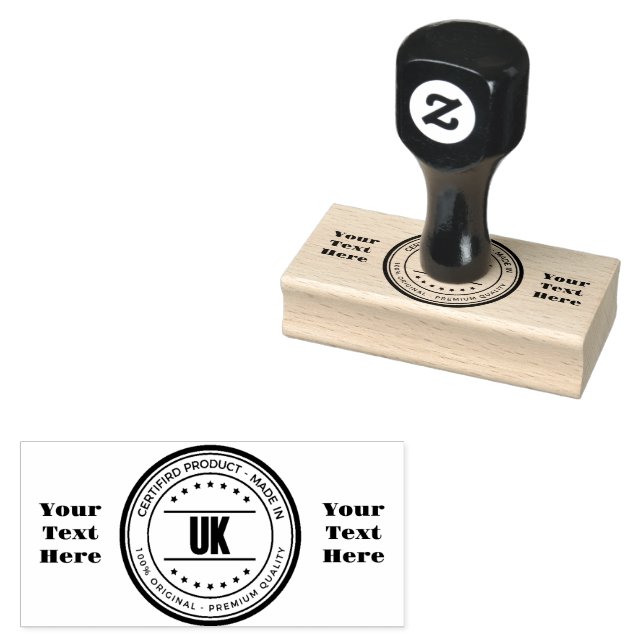 Your Text Custom Logo Printed Horizontal Wooden Rubber Stamp (Stamped)