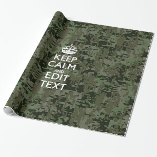 Your Text Digital Camouflage Olive Green Keep Calm Wrapping Paper