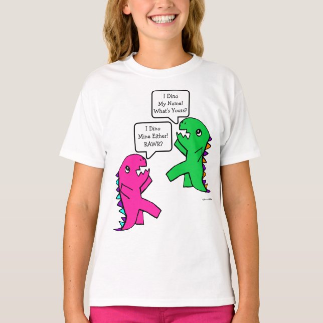 Your Text Dinosaur Conversation Funny T-Shirt (Front)