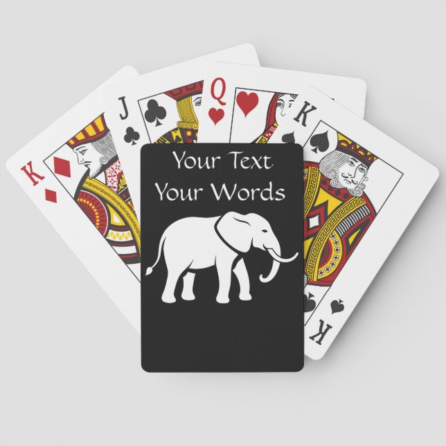 Your Text Edit Name Words White Elephant Playing Cards (Back)