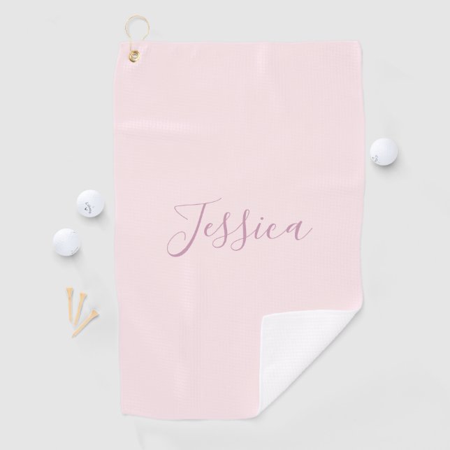 Your Text | Elegant Script & Soft Blush Pink Golf Towel (InSitu)