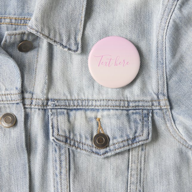Your Text | Elegant Script & Soft Blush Pink Ombre 6 Cm Round Badge (In Situ)