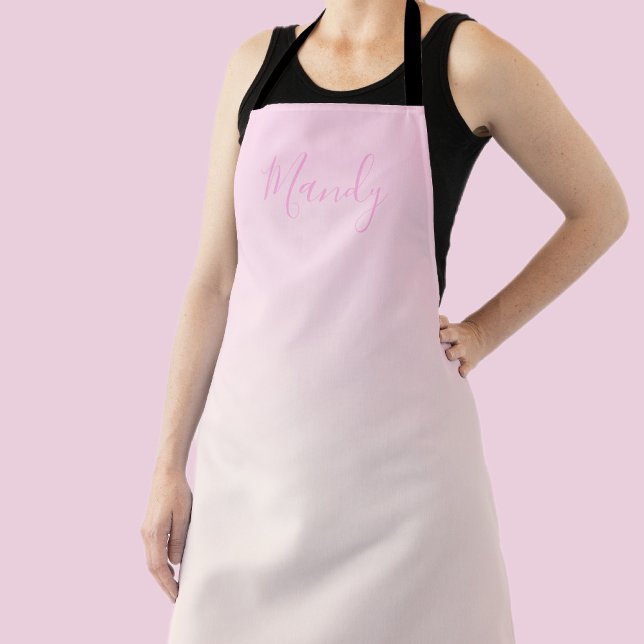 Your Text | Elegant Script & Soft Blush Pink Ombre Apron (Creator Uploaded)
