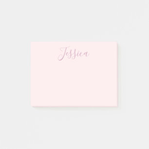 Your Text Elegant Script & Soft Blush Pink Post-it Notes