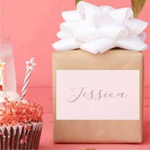 Your Text   Elegant Script & Soft Blush Pink Rectangular Sticker
