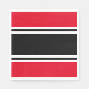 YOUR TEXT Fun Black White Racing Stripes On Red Napkin