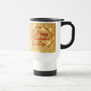 Your TEXT Gold Valentines Day Message Travel Mug