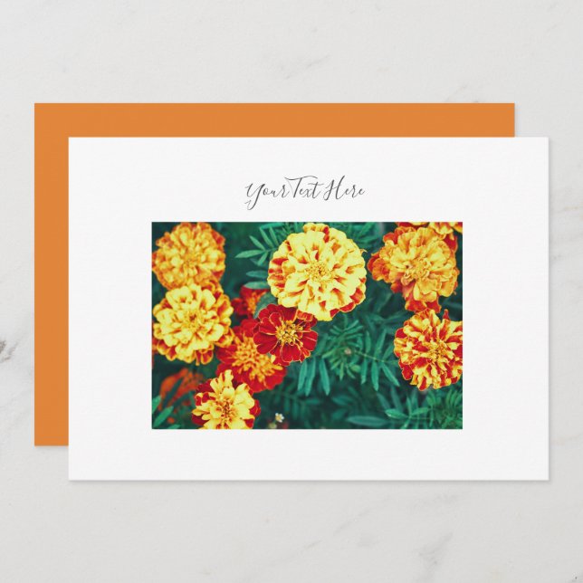 Your Text Happy Bright Marigold Flowers Invitation (Front/Back)