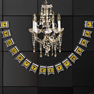 Your Text Here Gold, Black and White Stripe Bunting