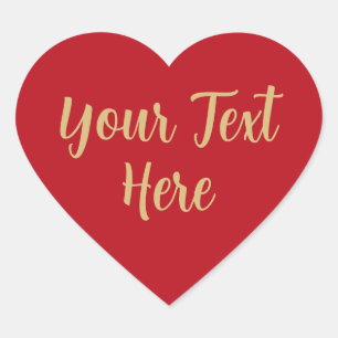 Your Text Here gold Text Red Hearts Heart Sticker