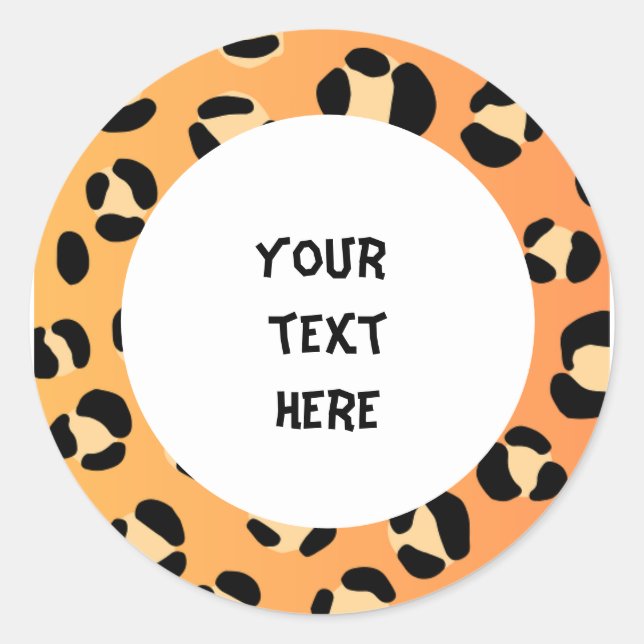your text here leopard style  classic round sticker (Front)