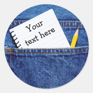 "Your Text Here" Notebook in Pocket Classic Round Sticker