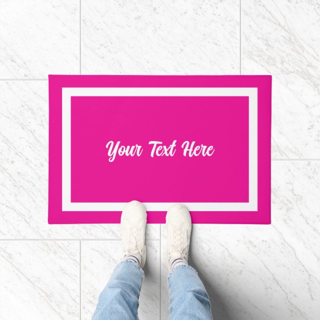 Your Text Here Script Modern Doormat Pink (Indoor)